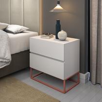 Mesa Cabeceira Eros 2Gavetas Estilo Industrial Pés Cobre Mesa Cabeceira Eros 2Gavetas Estilo Industrial Pés Cobre