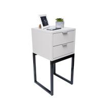 Mesa Cabeceira Estilo Industrial 30cm Branco Eco 2 Gavetas Pés Ferro Preto Lateral Cama Mesa Cabeceira Estilo Industrial 30cm Branco Eco 2 Gavetas Pés Ferro Preto Lateral Cama