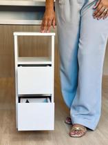 Mesa Cabeceira Estreito Com 2 Gavetas e Nicho 30x60x30 Branco Em MDF 15mm