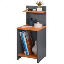Mesa Cabeceira Fantasy Nicho Porta Objetos Prateleira Organizadora Mesinha Lateral Decoração Quarto Cinza/Cinamomo Lojas RPM - RPM Móveis