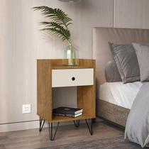 Mesa Cabeceira Gab Estilo Retrô Pés Ferro Freijó Off White C Mesa Cabeceira Gab Estilo Retrô Pés Ferro Freijó Off White C