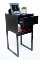 Mesa Cabeceira Industrial Preto Eco 40Cm Base Preta Enviamos