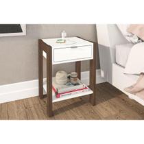 Mesa Cabeceira Infantil AZ1016 c/ 1 Gaveta Branco/Nogal - Tecno Mobili