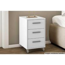 Mesa Cabeceira Infantil MSM 450 c/ 3 Gavetas Branco - Movelbento