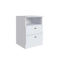 Mesa Cabeceira Irlanda c/ 2 Gavetas Branco - Genialflex