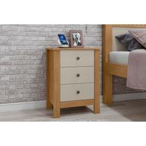 Mesa Cabeceira Maggiore c/ 3 Gavetas Amêndoa/Off White - Lopas