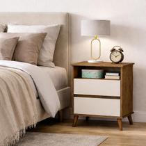 Mesa Cabeceira Ônix Retrô com Gaveta Nicho MDP Moderna Quarto Closet Casal Solteiro