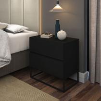 Mesa Cabeceira para Quarto 2 Gavetas Preto Luxo