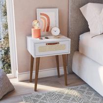 Mesa Cabeceira para Quarto com 1 Gaveta Retrô Branco Mesa Cabeceira para Quarto com 1 Gaveta Retrô Branco