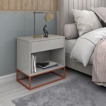 Mesa Cabeceira para Quarto Malta Off White com Cobre Luxo