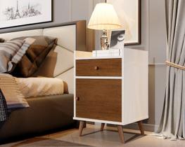 Mesa Cabeceira Pés Palito 1 Gaveta 1 Porta Perola/Caramelo