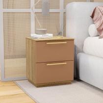 Mesa Cabeceira Quarto 50cm Com 2 Gavetas Magna V01 - D'rossi Naturale E Camarim