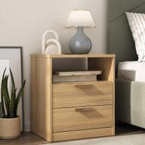 Mesa Cabeceira Quarto 56,7cm com 2 Gavetas e Nicho 100% MDF