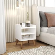 Mesa Cabeceira Retrô Pés Palito de Madeira Mesinha Lateral Várias Cores Branco Mesa Cabeceira Retrô Pés Palito de Madeira Mesinha Lateral Várias Cores Branco