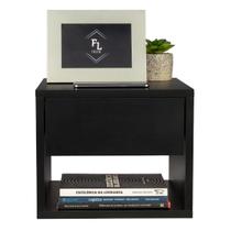 Mesa Cabeceira Suspensa 30Cm Preta Gaveta Superior E Nicho Mesa Cabeceira Suspensa 30Cm Preta Gaveta Superior E Nicho