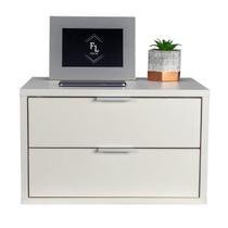Mesa Cabeceira Suspensa Off White 2 Gavetas 40 Cm Enviamos