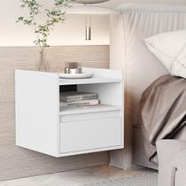 Mesa Cabeceira Suspensa Porta Basculante Miguel Cor Branco