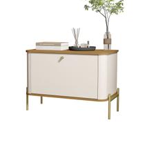 Mesa Cabeceira Tucupi Off White com Nature Pe Dourado - Moveis JB