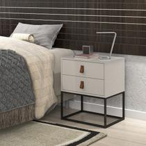 mesa cabeceira unic 45Cm estilo industrial base de ferro Preto Cor:OffWhite