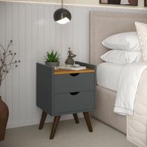 Mesa cabiceira cinza 2 gavetas ideal para seu quarto