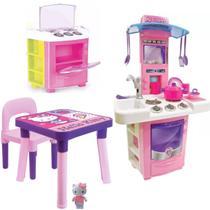 Mesa Cadeira Infantil Hello Kitty + Big Cozinha e Fogãozinho