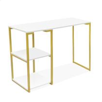 Mesa Cantinho do Café Nic 900 mm Base Dourado Tampo Branco Mesa Cantinho do Café Nic 900 mm Base Dourado Tampo Branco