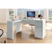 Mesa Canto p/Escritório ME4101 c/ 3 Gavetas Branco - Tecno Mobili