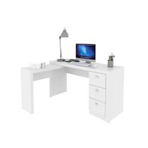 Mesa Canto p/Escritório ME4101 c/ 3 Gavetas Branco - Tecno Mobili