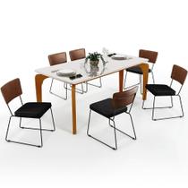 Mesa Capri 160cm Off White Com 6 Cadeiras B05 Marrom Chumbo Mesa Capri 160cm Off White Com 6 Cadeiras B05 Marrom Chumbo