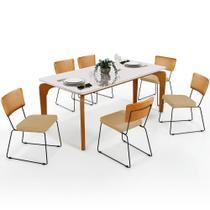 Mesa Capri 160cm Off White E 6 Cadeiras B05 WhiBege Escuro Mesa Capri 160cm Off White E 6 Cadeiras B05 WhiBege Escuro