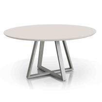 Mesa Capri Redonda 1,10 MDF com Vidro Champanhe/Off Aço Mobília Mesa Capri Redonda 1,10 MDF com Vidro Champanhe/Off Aço Mobília