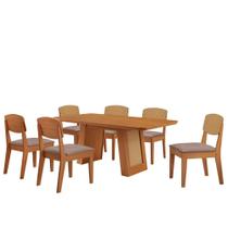 Mesa Carolina 180 Tampo Mdf 6 Cadeiras Moderna Mobilia Linho Capuccino / Naturalle/naturalle/pa Mesa Carolina 180 Tampo Mdf 6 Cadeiras Moderna Mobilia Linho Capuccino / Naturalle/naturalle/pa