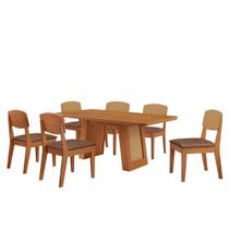 Mesa Carolina 180 Tampo Mdf 6 Cadeiras Moderna Mobilia Tork / Naturalle/naturalle/palha Mesa Carolina 180 Tampo Mdf 6 Cadeiras Moderna Mobilia Tork / Naturalle/naturalle/palha