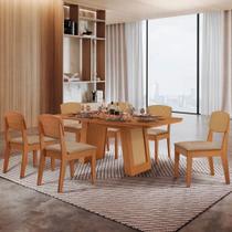 Mesa Carolina 180 Tampo Mdf 6 Cadeiras Moderna Mobilia Veludo Creme / Naturalle/naturalle/palha Mesa Carolina 180 Tampo Mdf 6 Cadeiras Moderna Mobilia Veludo Creme / Naturalle/naturalle/palha