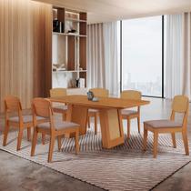 Mesa Carolina 180 Tampo MDF Canto Copo 6 Cadeiras Copper Premium Moderna Mobilia