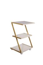 Mesa Carrinho Auxiliar Estética Metálico Z 3 Prateleiras Mdf Dourado