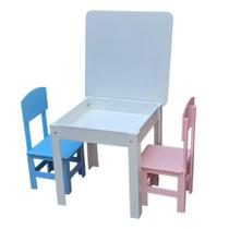 Mesa Carteira Infantil Com 2 Cadeira Rosa e Azul Mesinha Didática Tarefa e Lanche