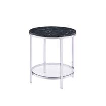 Mesa Casafoyer Virlana com tampo redondo de mármore com base metálica Mesa Casafoyer Virlana com tampo redondo de mármore com base metálica