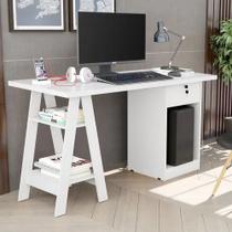 Mesa cavalete escrivaninha bali com 2 prateleira 1 gaveta branca cm2 carmolar