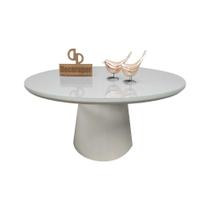 Mesa Centro Base Cone Laqueada Com Tampo Laca Vidro 60cm Off White 40cm