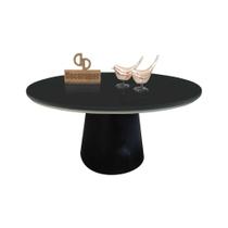 Mesa Centro Base Cone Laqueada Com Tampo Laca Vidro 60cm Preto 35cm Mesa Centro Base Cone Laqueada Com Tampo Laca Vidro 60cm Preto 35cm