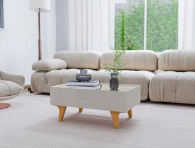 Mesa Centro Bechara SENA Retangular com Espelho Apoio Mesinha Decorativa Porta Objetos Várias Cores