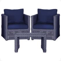 Mesa centro e 2 Poltronas Madri Corda Náutica Estofado 10 Trama Original