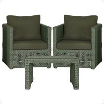 Mesa centro e 2 Poltronas Madri Corda Náutica Estofado 13 Trama Original