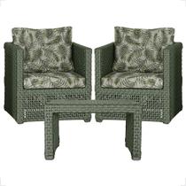 Mesa centro e 2 Poltronas Madri Corda Náutica Estofado 5 Trama Original