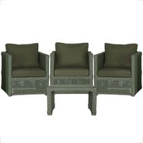 Mesa centro e 3 Poltronas Madri Corda Náutica Estofado 13 Trama Original