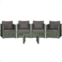 Mesa centro e 4 Poltronas Madri Corda Náutica Estofado 11 Trama Original