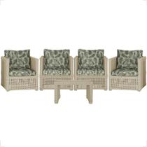 Mesa centro e 4 Poltronas Madri Corda Náutica Estofado 5 Trama Original