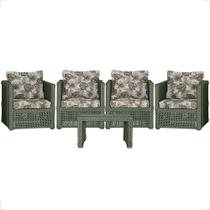 Mesa centro e 4 Poltronas Madri Corda Náutica Estofado 6 Trama Original