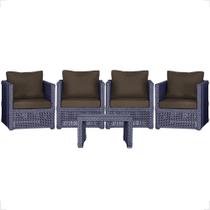Mesa centro e 4 Poltronas Madri Corda Náutica Estofado 9 Trama Original